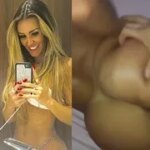 Blonde fucks on her stomach and takes it hard