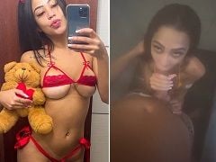 In the shower giving a hot blowjob