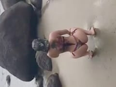 New Girl RJ Plays Funk On The Beach, Asks Her Friend To Film Her Rolling Over And Pushing Her Beautiful Ass Up