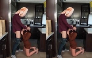 Curvy Wife Gets Filled by Huge White Cock Right Before Thanksgiving Dinner