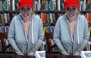 Busty Latina teasing her dripping wet pussy in the public library until she moans with pleasure