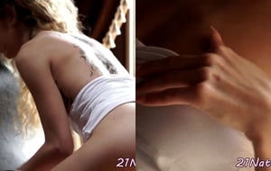Glamorous brunette teasing herself on the chair with wet moans until she climaxes