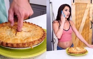 Curvy brunette getting pounded hard on the kitchen counter moaning like a wild animal