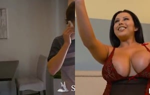 Voluptuous performer teasing passionately in a private session