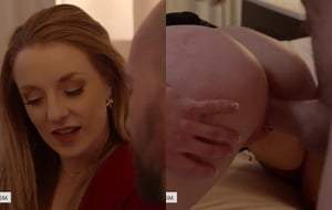 Busty brunette getting pounded hard in hotel room with moans echoing off the walls